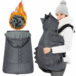 Orzbow Tragecover Babytrage Winter, Universal Wintercover Babytrage, Regenschutz Babytrage mit Aufbewahrungstasche, Abnehmbares Oberteil, Polarfleece-Futter, Wasserdichte, Dunkelgrau-Dino Dunkelgrauer Dino Fleece-Futter Angebot bei HelloDeals