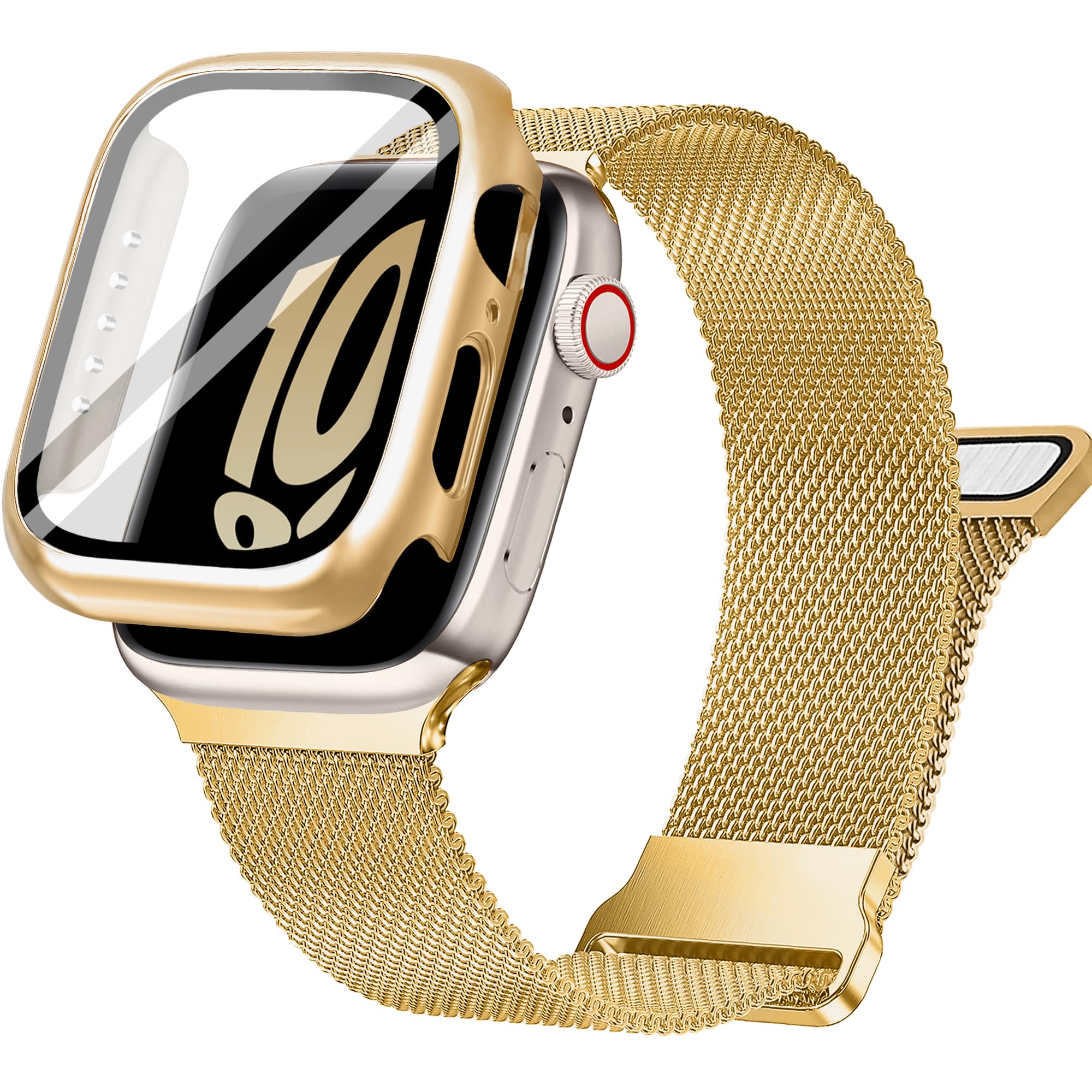 Kompatibel mit Apple Watch Armband mit Gehäuse 40mm 41mm 42mm 44mm 45mm 46mm, Metall Magnetisch iWatch Armband für Apple Watch SE Series 11 10 9 8 7 6 5 4, Edelstahl Mesh Loop (Gold, 40mm) Gold 40mm（SE Series 6 5 4） Angebot bei HelloDeals
