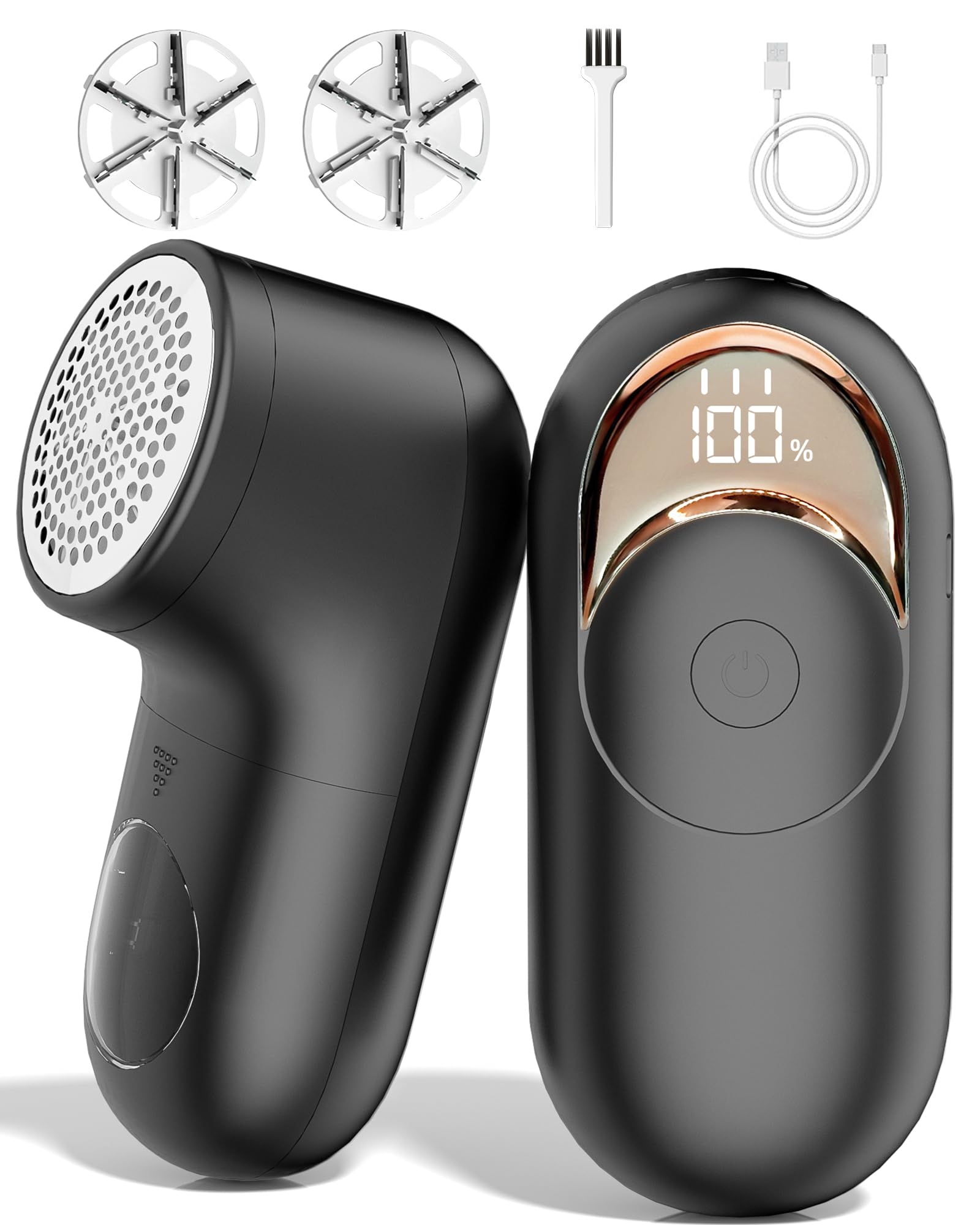 Fusselrasierer Elektrisch - Tragbarer & Aufladbarer Fusselentferner an Kleidung mit 3 Geschwindigkeitsstufen - Entfussler für Alle Stoffe inkl. LED-Anzeige (Schwarz) Schwarz-q28 Angebot bei HelloDeals