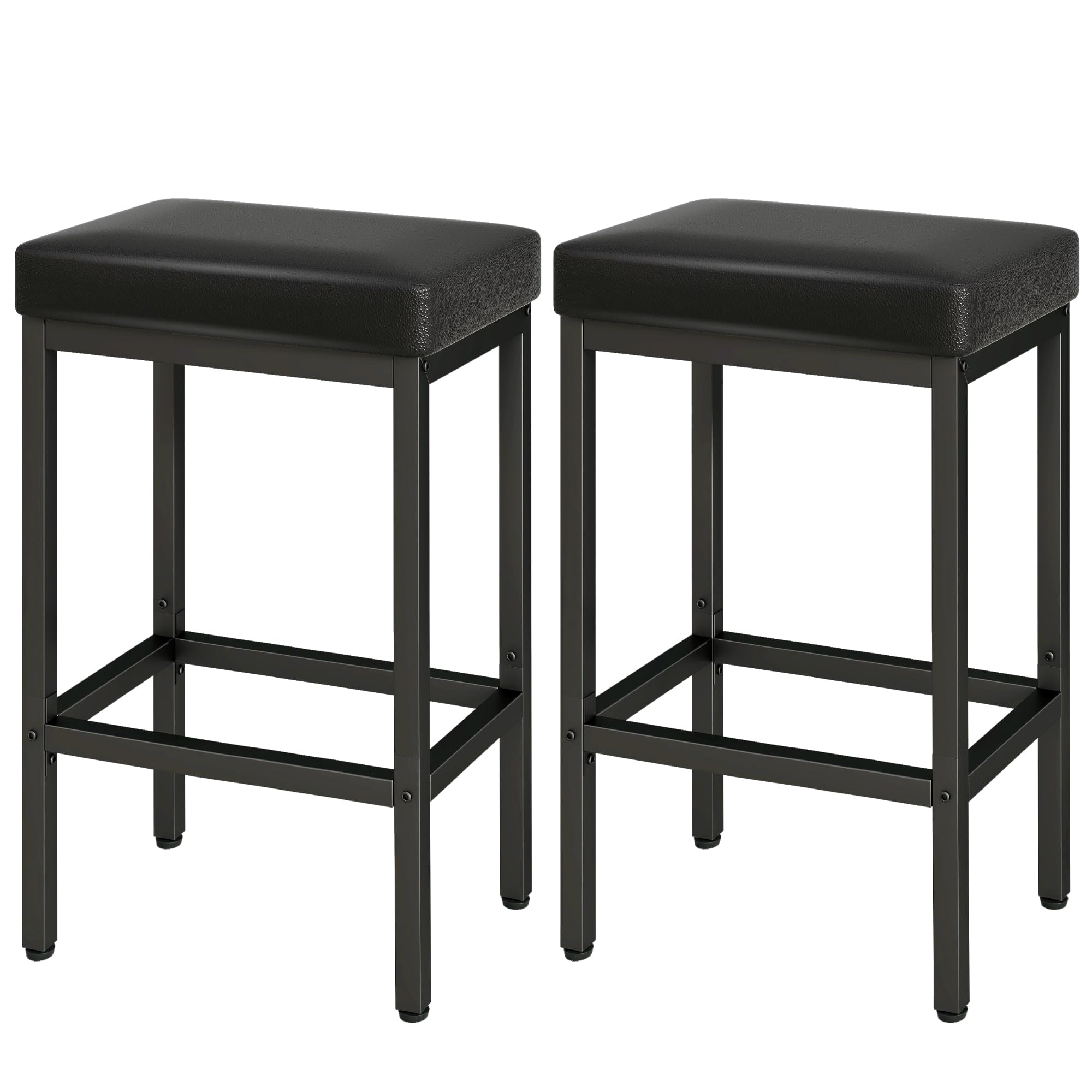 YMYNY Barhocker, Barhocker 2er Set, 66 cm Bar Hocker, Barhocker Schwarz, Barhocker Leder, 6 cm Dickes Kissen Barstuhl 2er Set, Küchenstühle mit Metallgestell, Bar Stühle für Küche, Esszimmer, HBS513B Schwarz-2er Set Angebot bei HelloDeals