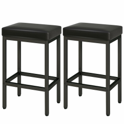 YMYNY Barhocker, Barhocker 2er Set, 66 cm Bar Hocker, Barhocker Schwarz, Barhocker Leder, 6 cm Dickes Kissen Barstuhl 2er Set, Küchenstühle mit Metallgestell, Bar Stühle für Küche, Esszimmer, HBS513B Schwarz-2er Set Angebot bei HelloDeals