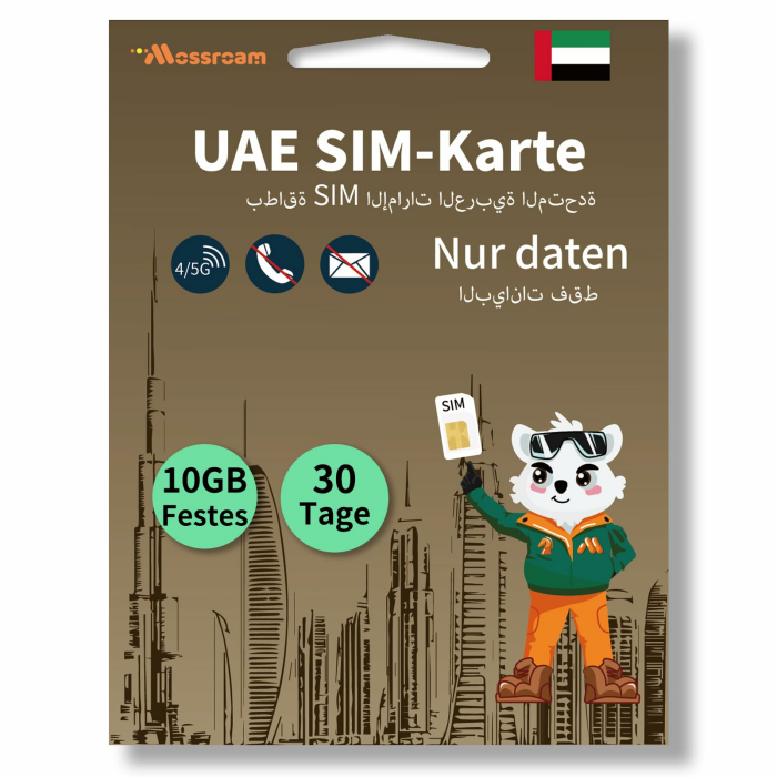 VAE-SIM-Karte – 30-Tage-Datentarif, 10 GB schnelles 4/5G LTE-Internet, Prepaid und kein Tageslimit, ideal für Touristen und Geschäftsreisende 30 Tage, insgesamt 10 GB Angebot bei HelloDeals