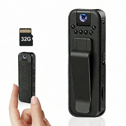 Body Cam, 1080P Mini Bodycam Körperkamera mit 32 GB TF Karte, Audio Video Aufzeichnung, Nachtsicht, 180° Drehbares Objektiv, für Wachdienst Arbeitsaufzeichnung, Sport, Outdoor Angebot bei HelloDeals