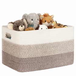 86L Aufbewahrungskorb Baumwollseil, Korb für Spielzeug, Kleidung, Korb Aufbewahrung groß für Deko Kinderzimmer, Wäschekorb Geflochten mit Griffen, Korb für Decken Wohnzimmer, Farbverlauf Braun 86L Farbverlauf Braun Angebot bei HelloDeals