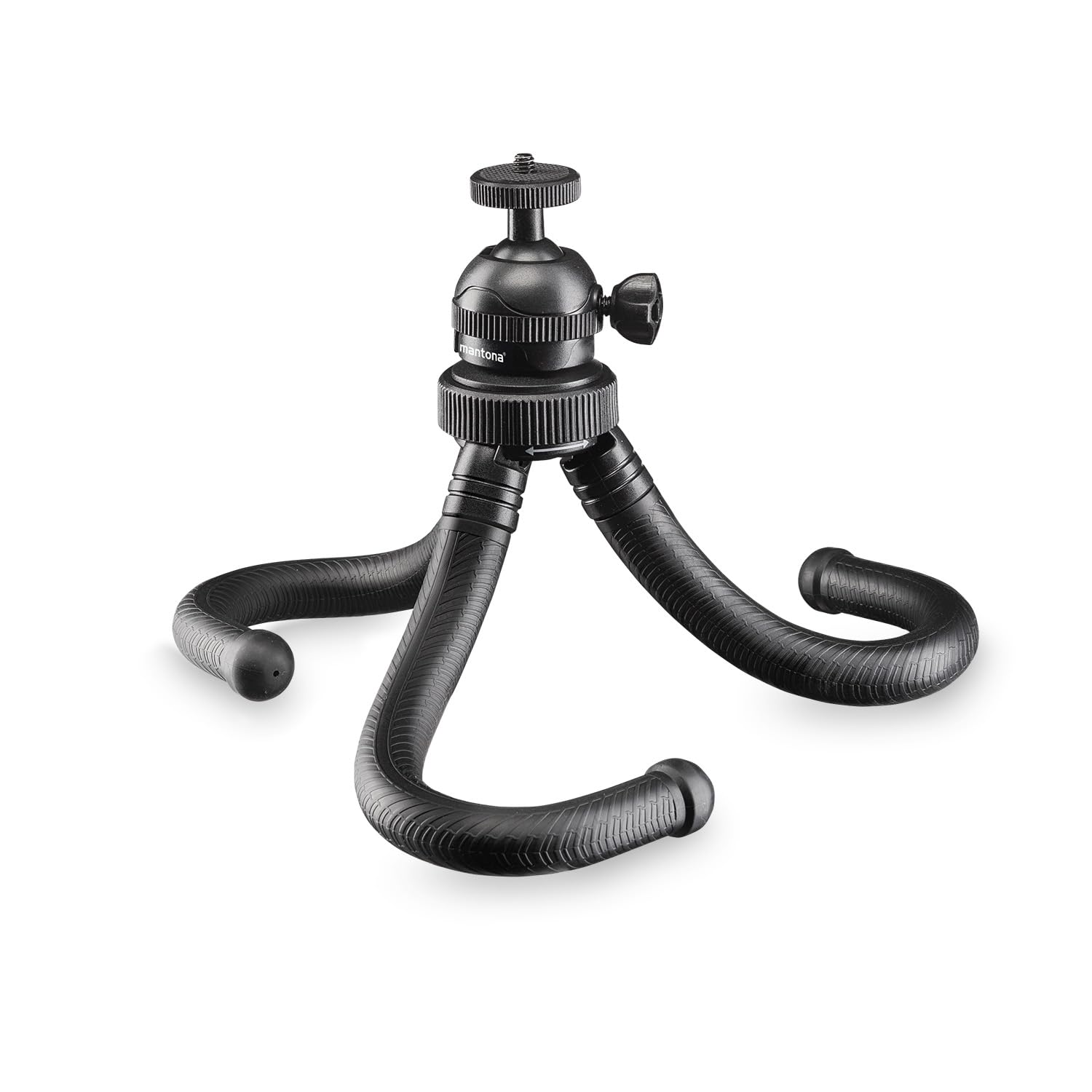 Mantona Gibbo Flex Ministativ 30 cm, Kamera Stativ mit flexiblen Beinen, Dreibein Reisestativ mit 360° Kugelkopf, Smartphonehalterung und Halterung kompatibel mit GoPro Angebot bei HelloDeals