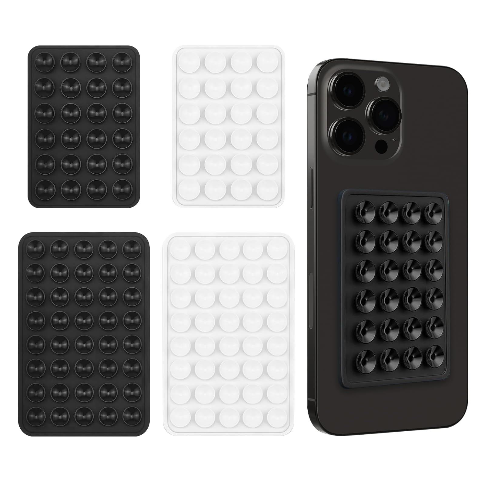 4 Stück Saugnapf Handy Doppelseitig, Universal Silikon-Saugnapf, Handy Kleber Rückseite Saugnapf für Smartphone Halterung Auto Bad Küche Ultradünn ohne Rückstände, Telefonzubehör, 2 Schwarz + 2 Weiß Angebot bei HelloDeals