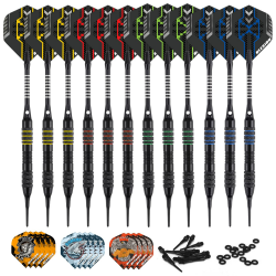 Dartpfeile mit Kunststoffspitze 12 Stück 18 Gramm Profi Dartpfeile Set für Elektronische Dartscheibe, Dartpfeile mit 12 Flights 20 Gummiringen 50 Dartspitzen classic Angebot bei HelloDeals