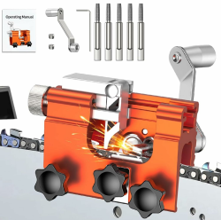 Kettensäge Schärfgerät, Tragbar Handkurbeln Kettensägenschärfer mit 5 Schleifköpfen, Motorsägen Kettenschärfgerät, Zahnschärfer, Sägeketten Schärfgerät Zubehör für alle Arten von Kettensägen Angebot bei HelloDeals