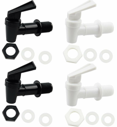 4 Stück Kunststoff Getränkespender Zapfhahn, Ersatzhahn geeignet für Kalte und heiße Getränke, Wasserhahn, Fass, Getränkespender, für Gäreimer Homebrew, Herstellung von Wein, Bier(Schwarz + Weiß) Angebot bei HelloDeals