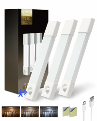 EZVALO Schrankbeleuchtung 20CM*3 Stück,30 LED Schrankleuchte Led mit Bewegungsmelder, Unterbauleuchte Küche LED mit 3 Farbtemperaturen Dimmbar Wiederaufladbar für Kleiderschrank, Küche, Treppe Weiß 20cm*3Stück Angebot bei HelloDeals