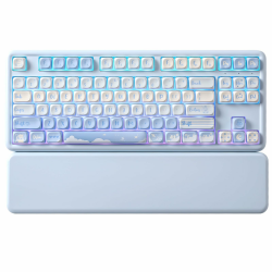 YUNZII B87 Drahtlose Mechanische Tastatur, QMK/VIA Software Custom Gaming Tastatur, Gasket RGB Keyboard mit MOA Keycaps, Wrist Rest, BT5.0/2.4G/USB-C NKRO für Win/Mac (Blue, Milk v2 linear) blue Milk v2 linear Angebot bei HelloDeals