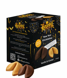 Happy New Year Schoko-Vanille Glückskekse | Silvester Geschenk & Tischdeko mit Sprüchen | vegan & laktosefrei | 8 Stück | Glücksbringer zum Jahreswechsel Angebot bei HelloDeals
