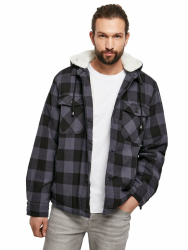 Brandit Herren Lumberjacket Hooded Lumberjacket hooded M black/grey Angebot bei HelloDeals