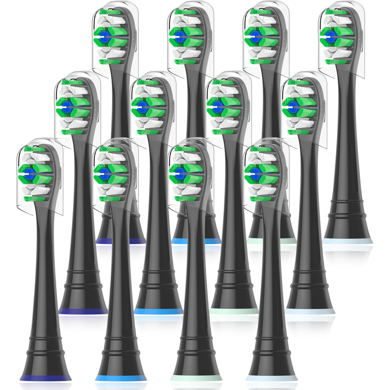 Qitizu Ersatzbürsten Kompatibel mit Philips Sonicare Elektrische Zahnbürste, Zahnbürstenkopf für Diamond Protective Expert Daily Clean, 12 Schwarz Angebot bei HelloDeals