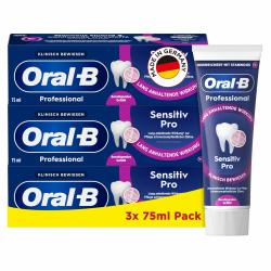 Oral-B Professional Sensitiv Pro Beruhigendes Gefühl Zahnpasta - 3x75ml, Zahncreme/Toothpaste, Made in Germany, Eukalyptus und Minze Geschmack Angebot bei HelloDeals
