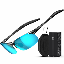 ATTCL Herren Polarisiert Metallrahmen Sonnenbrille Sportbrille Al-Mg Metallrahme Ultra leicht Schwarzer Rahmen/Blaue Linse Verspiegelt Angebot bei HelloDeals