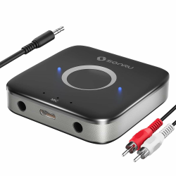 Aux Bluetooth 5.3 Adapter Stereoanlage, SONRU Bluetooth Empfänger Receiver Audio Adapter mit 3.5 mm RCA Kabel Dual AUX Ausgänge für Autoradio Home Stereoanlage Anschluss Angebot bei HelloDeals