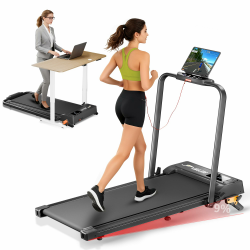 6 IN 1 Laufband für Zuhause mit Neigung bis 9%, Klappbares Laufband mit Intelligentes APP, 12km/h Walking Pad Klappbar, 2.5 PS Walking Pad Schreibtisch mit LED-Anzeige und Fernbedienung Glänzend Schwarz, mit Neigung & APP Angebot bei HelloDeals