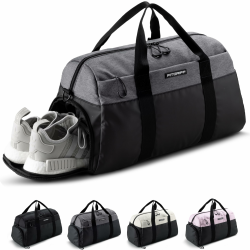 Fitgriff® Sporttasche & Reisetasche V2 für Damen und Herren - mit Schuhfach & Nassfach - Tasche für Sport, Fitness, Reisen - Trainingstasche, Gym Bag, (Black/Grey, Small) Black / Grey 47 x 25 x 27 cm (Small) Angebot bei HelloDeals