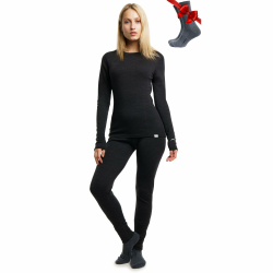 Merino.tech 100% Merino Unterwäsche Damen Set - Leicht, Mittelgewicht, Funktionsunterwäsche Merinowolle, Langarm Shirt und Hose + Wandersocken aus Merinowolle S .250 Charcoal Grey Angebot bei HelloDeals