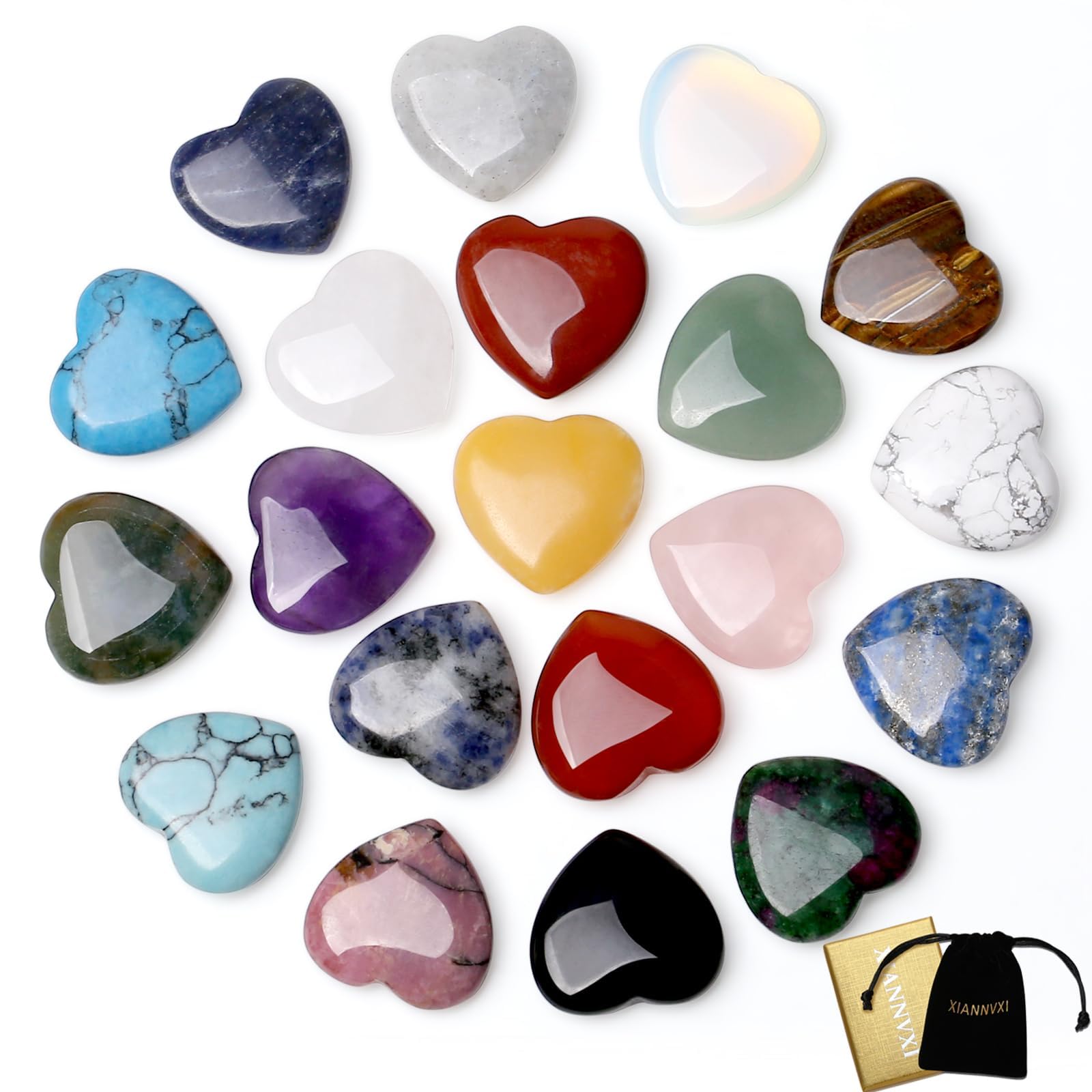 XIANNVXI Glücksbringer Herz Kristalle Edelsteine Set Glücksbringer Silvester Deko 2026 Mini Geschenke Kleine Weihnachtsgeschenke Neujahrsgeschenke Valentinstag Kleine Aufmerksamkeit Liebe Bunte Steine A-multi-20pcs Angebot bei HelloDeals