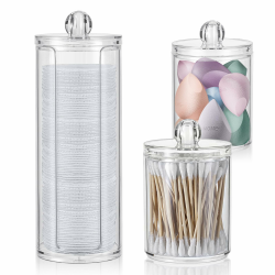 3 Stk Wattepadspender，Schminktisch Zubehör，Bathroom Organizer，Wattepads Aufbewahrung mit Deckel，Wattestäbchen-Behälter,for Dresser, Bathroom，Bedroom Angebot bei HelloDeals