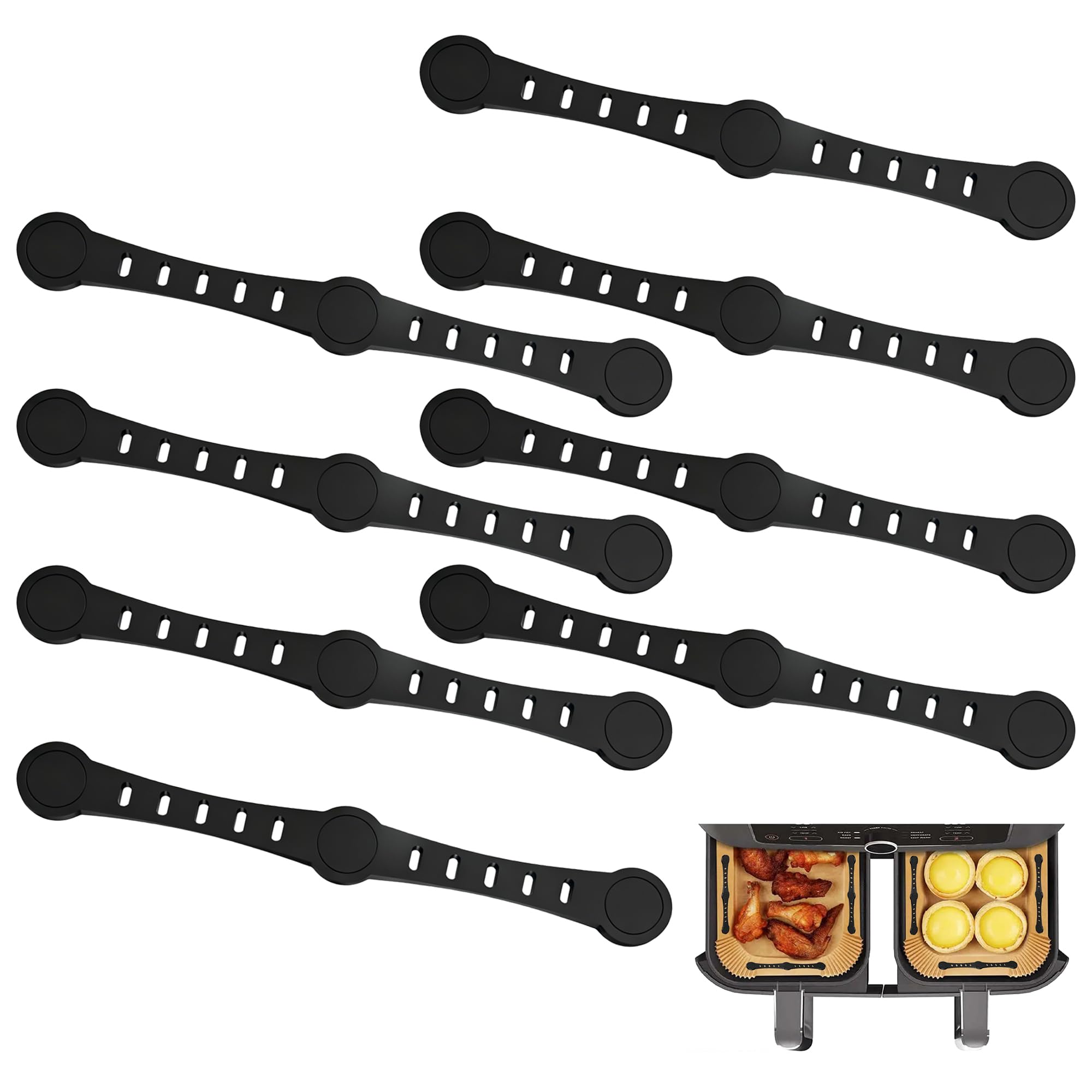 Magnete für Airfryer Backpapier, 8 Stück Silikon Airfryer Magnete für Backpapier, Magnete für Heißluftfritteuse Air Fryer Zubehör Single & Dual Basket Air Fryer Verhindert Verrutschen und Verbrennen Angebot bei HelloDeals