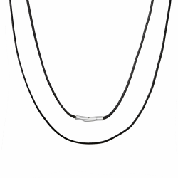 Lederkette Herren 2/3mm Kunstleder Halskette Schwarz/Braun Verfügbar Damen Leder kette mit Verschluss Kautschuk Kette 46-76cm für DIY Anhänger Schmuck Schwarz 2mm 46.0 Zentimeter Angebot bei HelloDeals