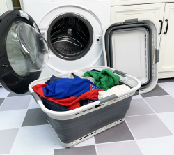 SAMMART 2er-Set zusammenklappbarer Aufbewahrungskörbe aus Kunststoff – faltbarer Pop-Up-Aufbewahrungsbehälter – tragbarer Wäsche-Organizer – platzsparender Wäschekorb (Grau/Stahlgrau, 42L (Stil A)) Grau/Stahlgrau 42L (Stil A) Angebot bei HelloDeals