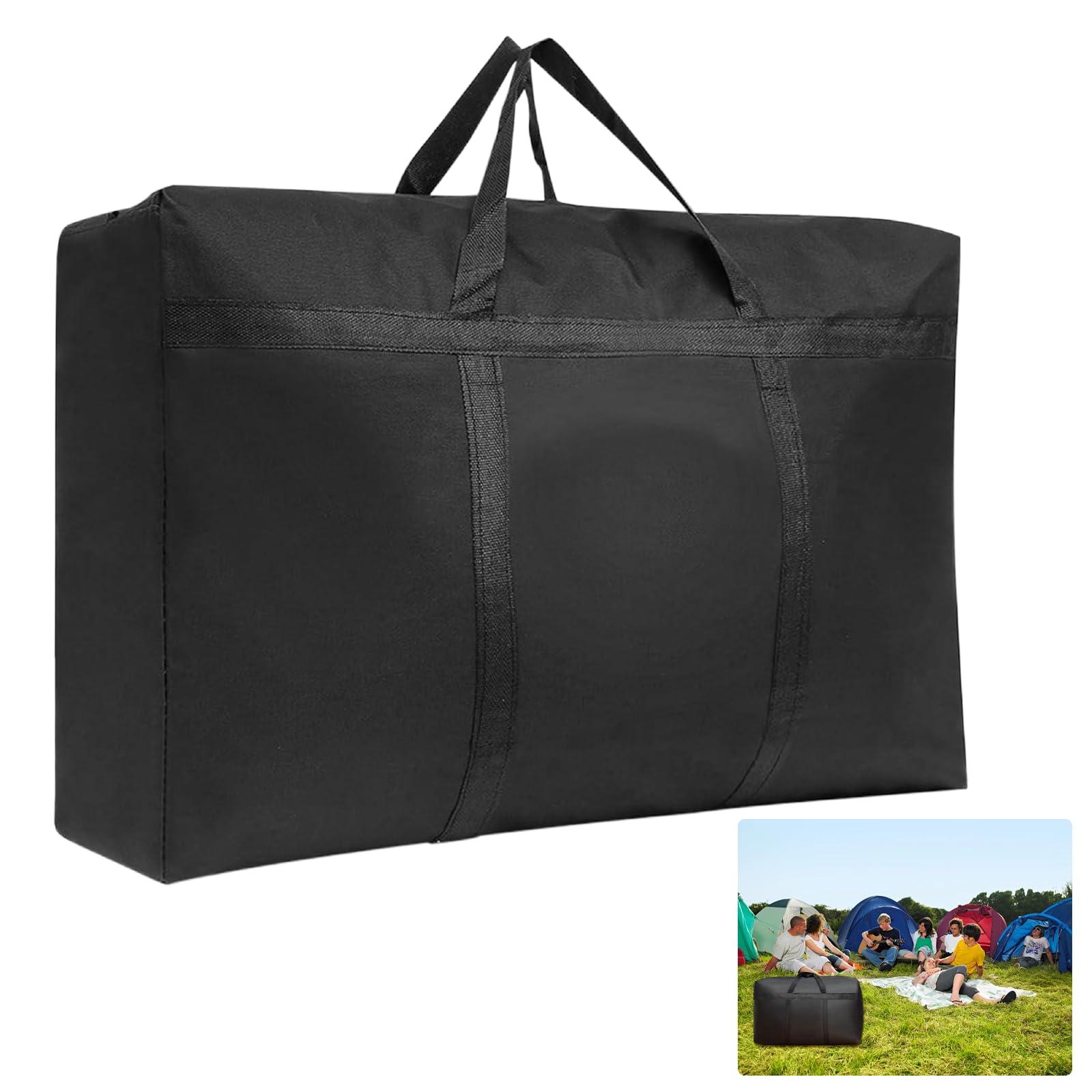 Super Groß Aufbewahrungstasche, 180L xford Aufbewahrungsbehälter Organisator, 600D Langlebige Tragetasche Camping Tasche für Bettwäsche Bettdecken Kleidung Kissen Reise Organisator(Schwarz) Angebot bei HelloDeals