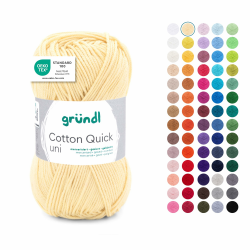 Gründl Wolle Cotton Quick uni - dünne Wolle zum Häkeln - Strickgarn - Häkelgarn - Glänzend und hautfreundlich - 100% Baumwolle - 1 Knäuel 50 g / 125 m - Nadelstärke 3-4 - pastellgelb Angebot bei HelloDeals