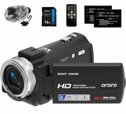 ORDRO V12 Videokamera 1080P 30FPS IR Nachtsicht Vlogging Kamera für YouTube, 16X Zoom Digitalkamera mit Mini Mic, Fernbedienung und 2 Batterien Angebot bei HelloDeals