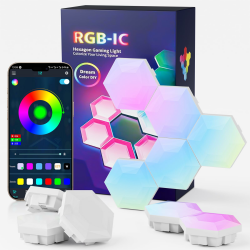 Hexagon LED Gaming Panel 10 PCS, LED Smart Wandleuchte mit RGB-IC, Musik-Synchronisation, App Steuerung, Wandbeleuchtung für Zimmer und Gaming Setup Angebot bei HelloDeals