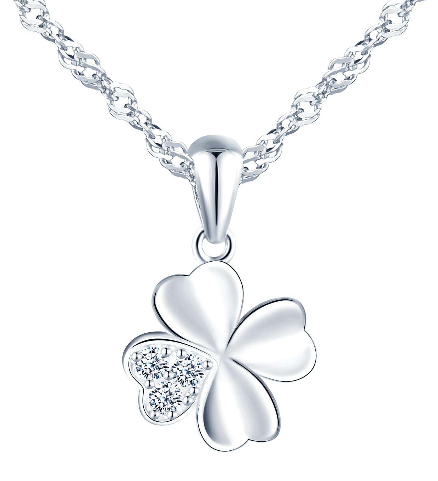 Kette Damen Halskette mit Kleeblatt Zirkonia Vierblättriges Glücksbringer Anhänger aus 925 Sterling silber Halskette für Frauen Mädchen Angebot bei HelloDeals