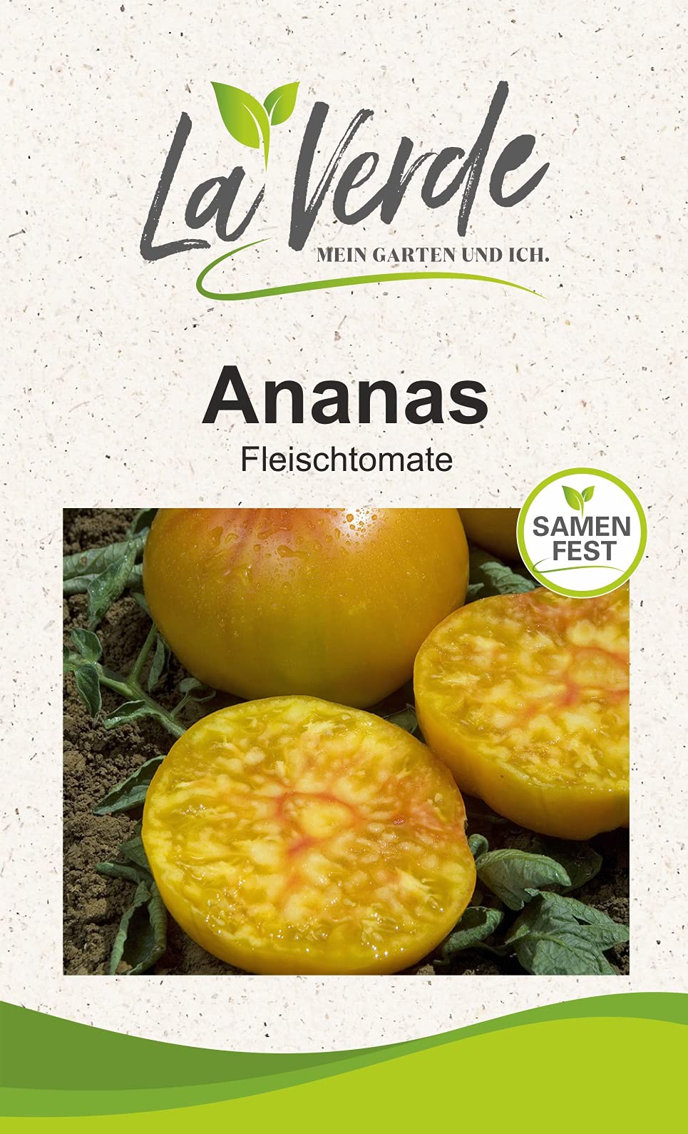 La Verde MEIN GARTEN UND ICH. Ananas Tomatensamen für ca. 10 Pflanzen, großfruchtige Fleischtomate, Saatgut ohne Gentechnik Fleischtomate Ananas Angebot bei HelloDeals