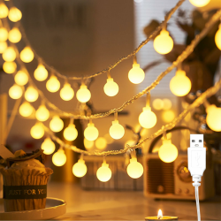 ENLACE Lichterkette Innen, 6M 40 LED Lichterkette Kugeln Warmweiß, USB-Betrieb, Kugel Lichterketten für Hochzeit, Party, Weihnachten, Balkon Deko, Camping, Innen & Außen Warmweiße 6M 40 LED, USB Angebot bei HelloDeals