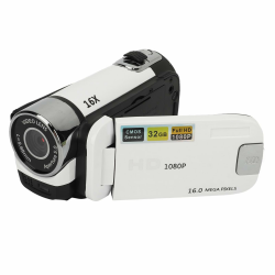 ASHATA D90 1080P Digitaler Videokamera-Camcorder, 16 MP, 16-facher Zoom, Vlogging-Kamera, Videorecorder mit Fülllicht, 2,4 Zoll Drehbarer Bildschirm, DV-Kamera für (White) Angebot bei HelloDeals