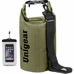 Unigear Dry Bag, 2L/5L/10L/20L/30L/40L, wasserdichter Beutel Rucksack, wasserdichte Taschen Seesack Packsack mit Handytasche und Gurte für Boot, Kajak, Angeln, Rafting, Schwimmen, Camping und Strand 2L Armee Grün Angebot bei HelloDeals