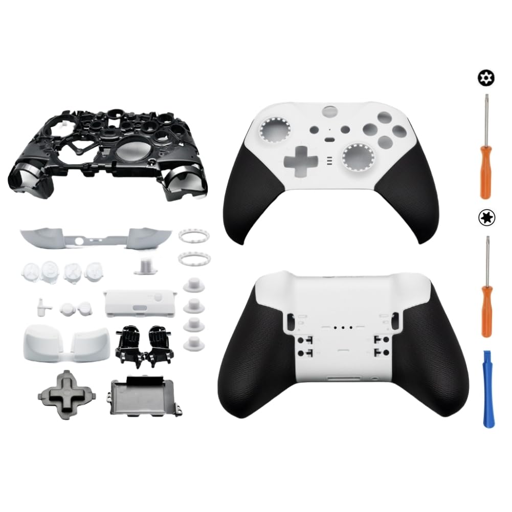 Ersatz-Gehäuse Vollschalen-Set für Xbox Elite Controller Series 2 - Core Edition, Inklusive Faceplates Abdeckung Mittlerer Rahmen ABXY Tasten LB RB Auslöser Knöpfe Zubehör, Weiß Angebot bei HelloDeals