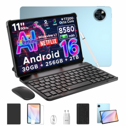 DOOGEE U11 Pro Android 16 Tablet 11 Zoll Gemini AI, 30GB+256GB (2TB TF) Gaming Tablets, 8580mAh, 90Hz Display, WiFi 5, T7200 Octa Core, 13MP+5MP, Tablet mit Tastatur, Stift, Maus, Hülle [2026] Blau(Android 16) Angebot bei HelloDeals