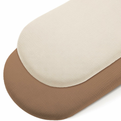 Musselin Spannbettlaken Beistellbett 90x55 cm, Spannbettlaken Kinderwagen Stubenwagen Matratzenbezug für Beistellbett Babybett, 2er Pack, Hellbraun Angebot bei HelloDeals