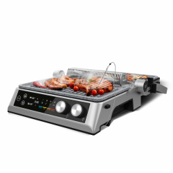 Cecotec Elektrogrill mit abnehmbaren Platten Rockn'Grill Bistro. 2400W, Rauchfreies und gesundes Kochen, Touch-Steuerung, Platten mit unabhängiger Temperaturregelung, inklusive Temperatursonde. Angebot bei HelloDeals