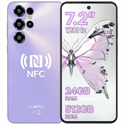 OUKITEL C68 Smartphone Ohne Vertrag, 7,2 Zoll 120Hz Display, 24GB RAM+512GB ROM Handy Ohne Vertrag, 6000mAh, Android 15 Simlockfreie Handys, 64MP Smartphone, Dual SIM 4G/NFC/GPS/Face ID/Fingerabdruck Violett Angebot bei HelloDeals