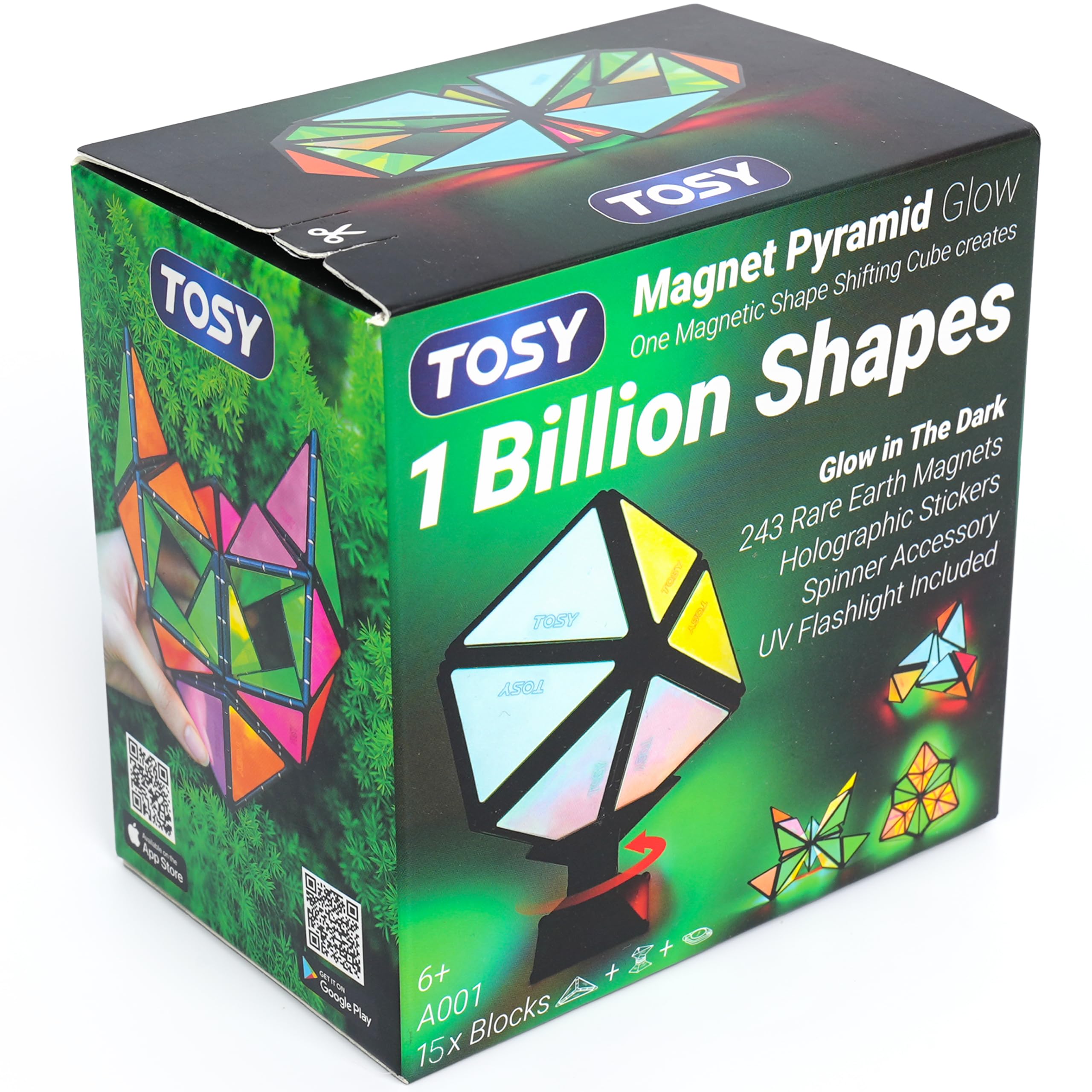 TOSY Magnet Pyramid Glow – 1 Würfel verwandelt Sich in 1 Milliarde Formen, 12 Teile, 243 Magnete, Leuchtend, Kinder, holografisches Design, kreatives STEM/STEAM-Puzzle Angebot bei HelloDeals