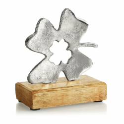 com-four® Kleeblatt - Glücksklee Aufsteller - Metall-Dekoration - Deko-Kleeblatt aus Metall und Standfuß aus Mangoholz - Glücksbringer (1 Stück - Kleeblatt) Angebot bei HelloDeals