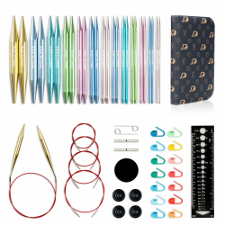 RUIDI Stricknadeln Set Austauschbar, Leichtes Rundstricknadeln Set Austauschbar mit Etui & Zubehör, 13 Paare Rundstricknadeln (10cm) in Größen von 2,75 mm bis 10 mm (Aluminium) mehrfarbiges Aluminium Angebot bei HelloDeals