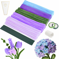 Pfeifenputzer zum Basteln Pfeifenreiniger Blumen Set: 500 Stück Pfeifenreiniger Blumen, DIY Pipe Cleaner Dekoration mit Blumendraht, Geschenk für Erwachsene & Bastelfreunde Violett Angebot bei HelloDeals
