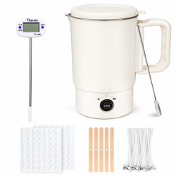 Spoyletto Elektrischer Wachsschmelzer für Kerzenherstellung, Kerzen Selber Machen Set Zubehör mit Wachsschmelztopf, Thermometer, Kerzendochte Docht Aufkleber, Dochthalter und Rührlöffel Angebot bei HelloDeals