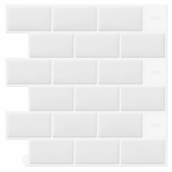 DEWOO 10-Stück 3d Fliesenaufkleber Klebefliesen Wandfliesen Metro Fliesen Selbstklebend Wandverkleidung Weiß Küche Bad (30,5 x 30,5 cm) 10 Weiß Angebot bei HelloDeals