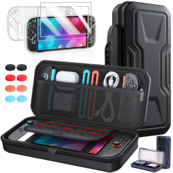 FYOUNG Switch 2 Tasche + Hülle + Schutzfolie für Nintendo Switch 2 (2025) mit Joystick Kappen und Spielkarten Aufbewahrungsbox, 5-in-1 Reisetasche und Schutzhülle Zubehörset - Schwarz Angebot bei HelloDeals